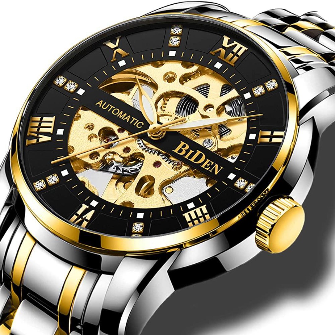 Luxury Retro Stainless Steel Automatic Mechanical Skeleton Watch